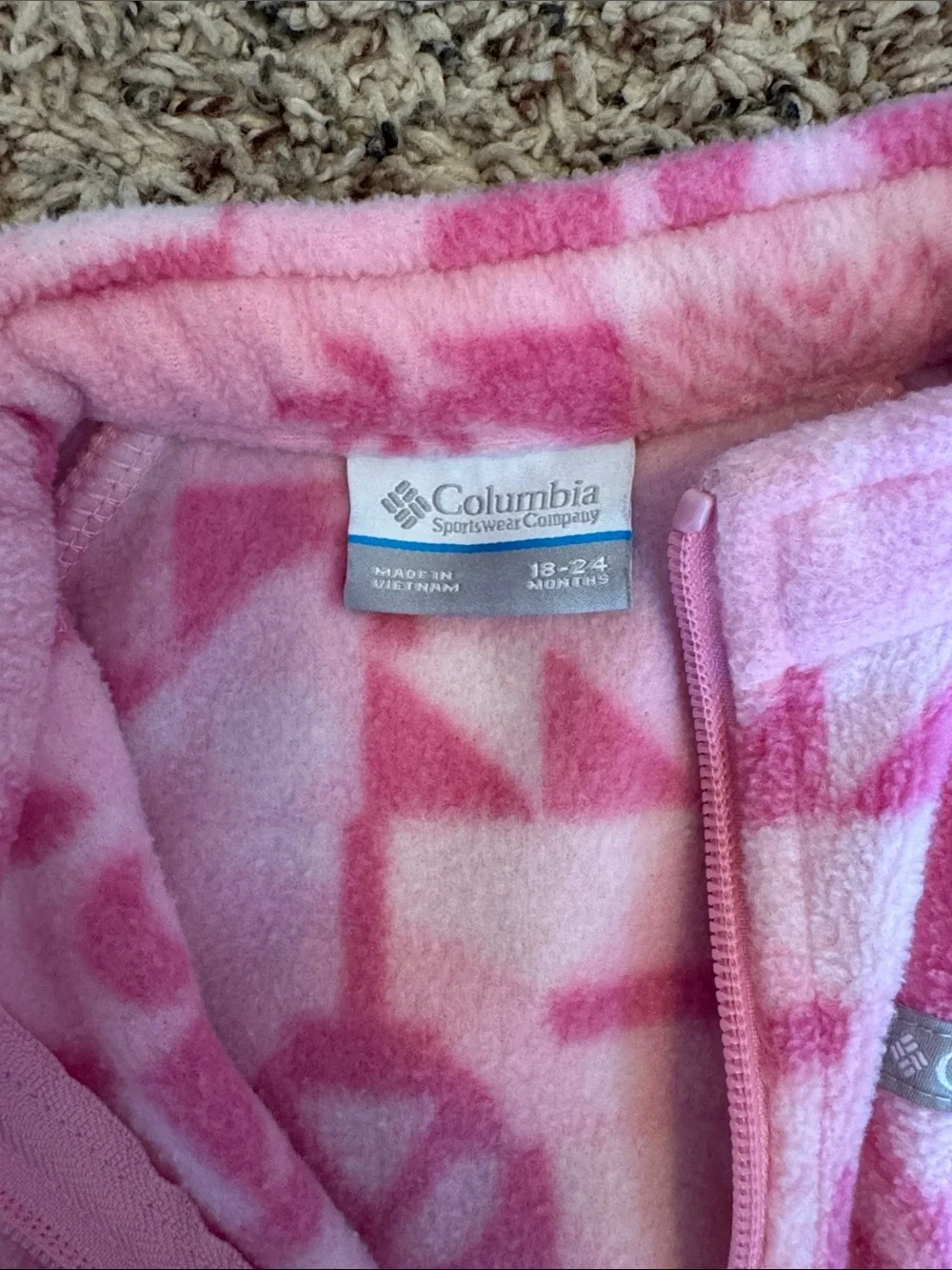 Columbia Kids Pink Geometric Fleece Zip Jacket